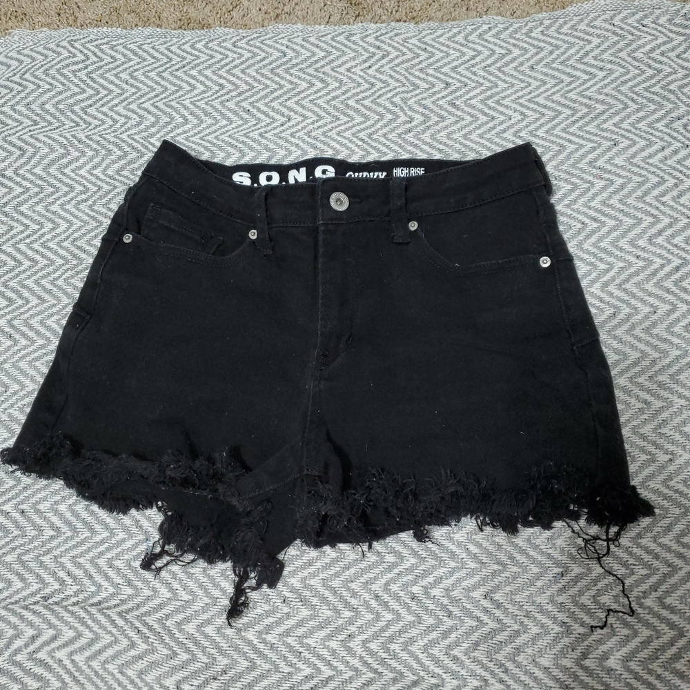 Black jean shorts
